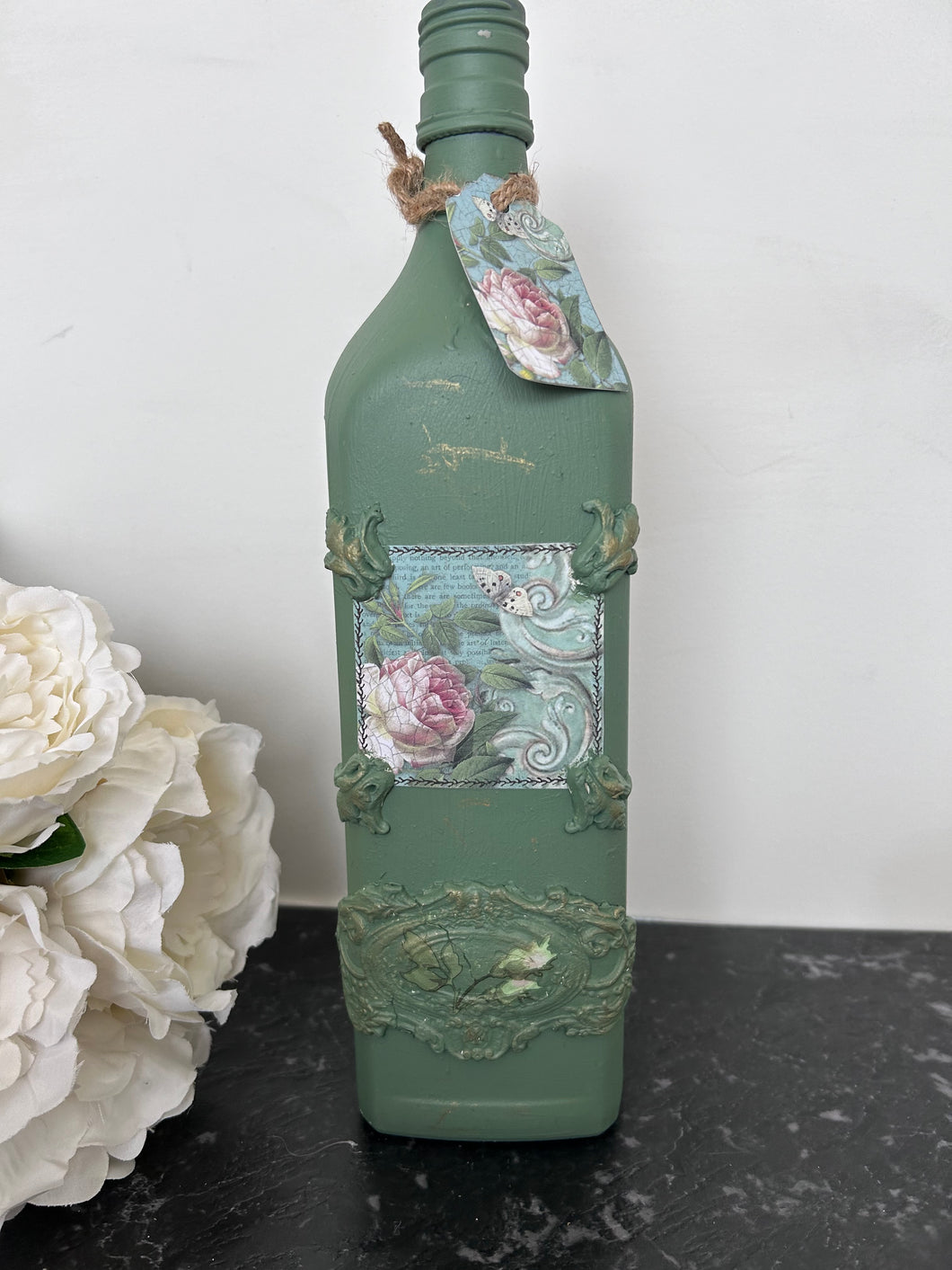 Green Clay Floral Label Bottle
